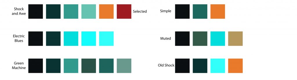 The color scheme used for Branding Materials for Nemesis Shock