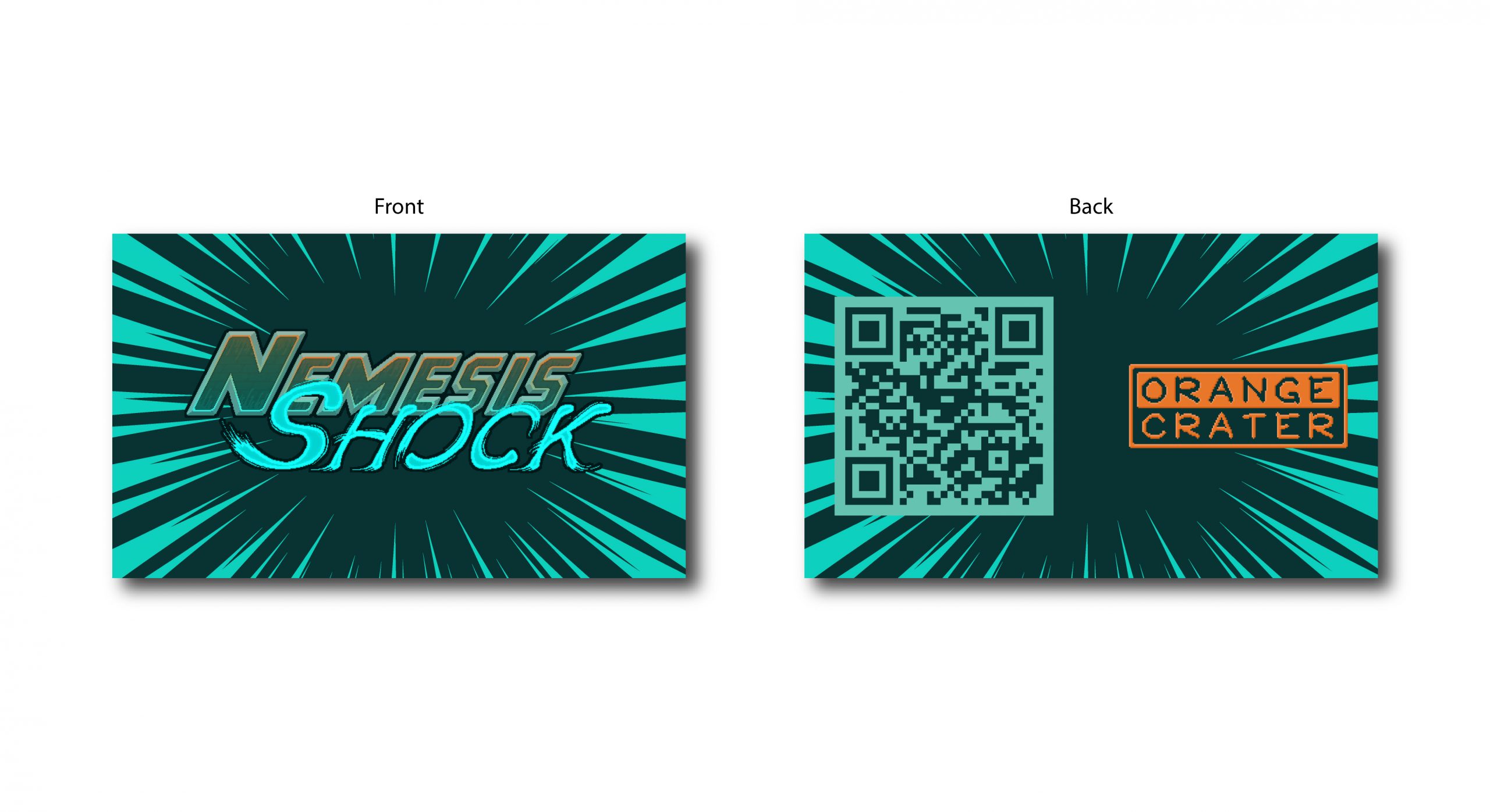 A digital rendition of the business cards, with QR code, that were handed out by Orange Crater at Seattle Indies Expo